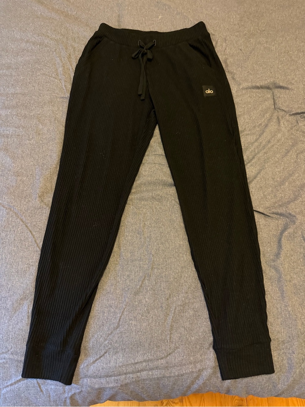ALO Yoga Kids Black Ribbed Joggers
